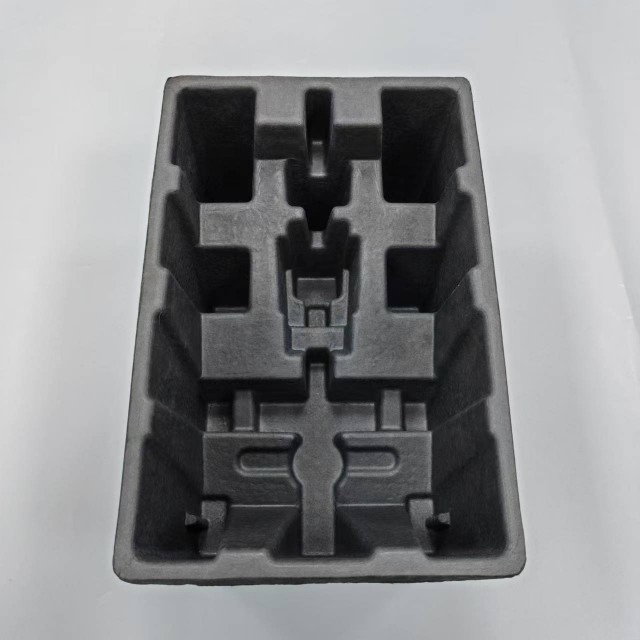 black molded pulp tray for audio packaging